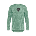 Fox Ranger Long Sleeve Jersey in sage green camouflage with Fox head logo on chest