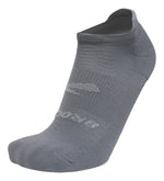 Single Brooks gray no-show athletic sock displayed upright on white background