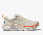 HOKA Gaviota 5 women's running shoe in vanilla/eggnog colorway with orange accents