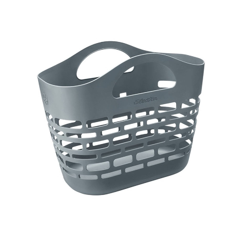 Electra Plasket recycled ocean plastic laundry basket in lunar grey with cutout slots