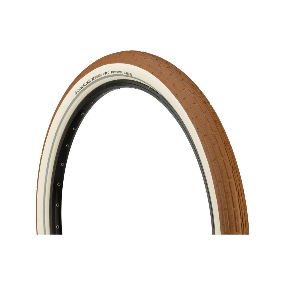 Schwalbe Fat Frank 26x2.35 bicycle tire in brown with white reflex sidewall