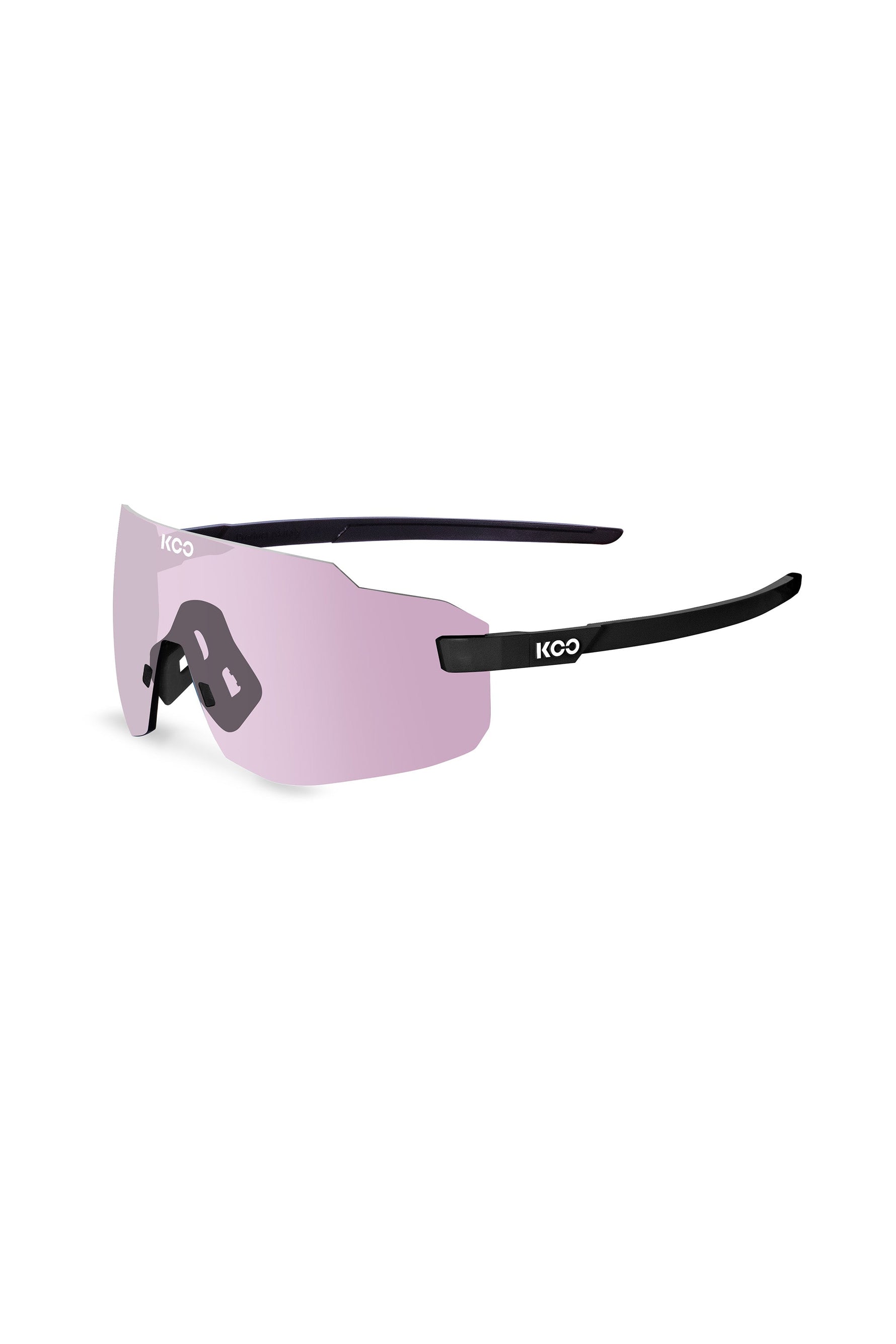 KOO Supernova cycling sunglasses with black matte frame and purple photochromic lens