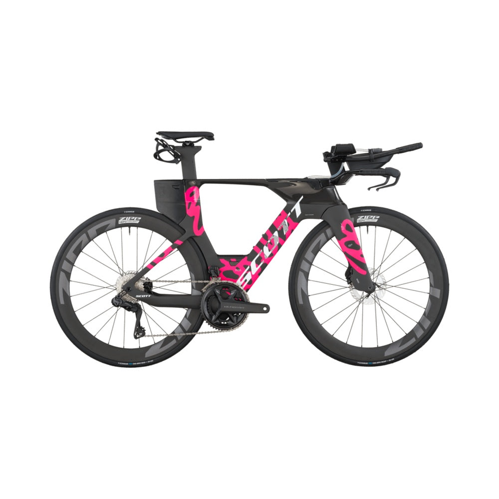 Scott Plasma RC Pro triathlon bike in black with pink graphics