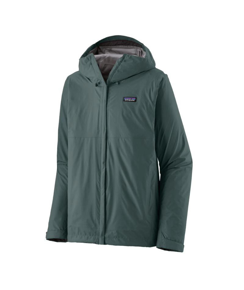 Patagonia Torrentshell 3L rain jacket in green with hood