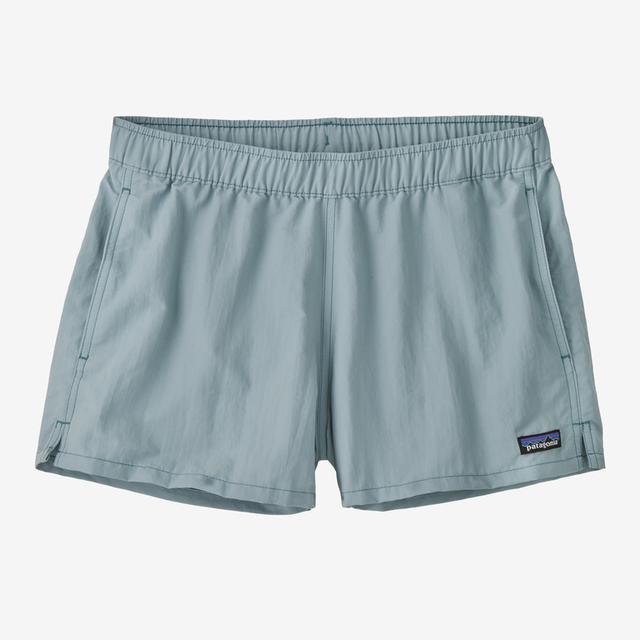 Patagonia Women's Barely Baggies Shorts in early teal color with elastic waistband
