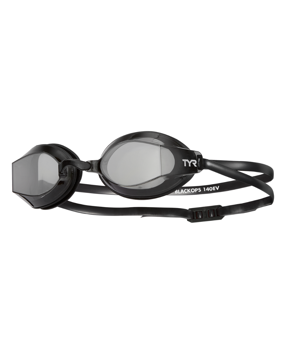 TYR Black Ops 140EV racing goggles in black with smoke tinted lenses