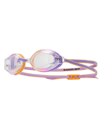 TYR Black Ops 140 EV youth racing goggles with clear lenses and purple-orange frame