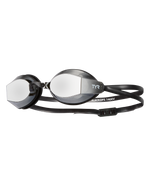 TYR Black Ops 140 EV racing goggles with mirrored lenses and black strap