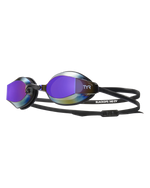 TYR Black Ops 140 EV racing goggles with mirrored purple lenses and black straps