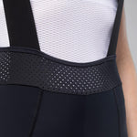 Close-up of Gobik Limited 6.0 black bib shorts perforated waistband and bib straps detail