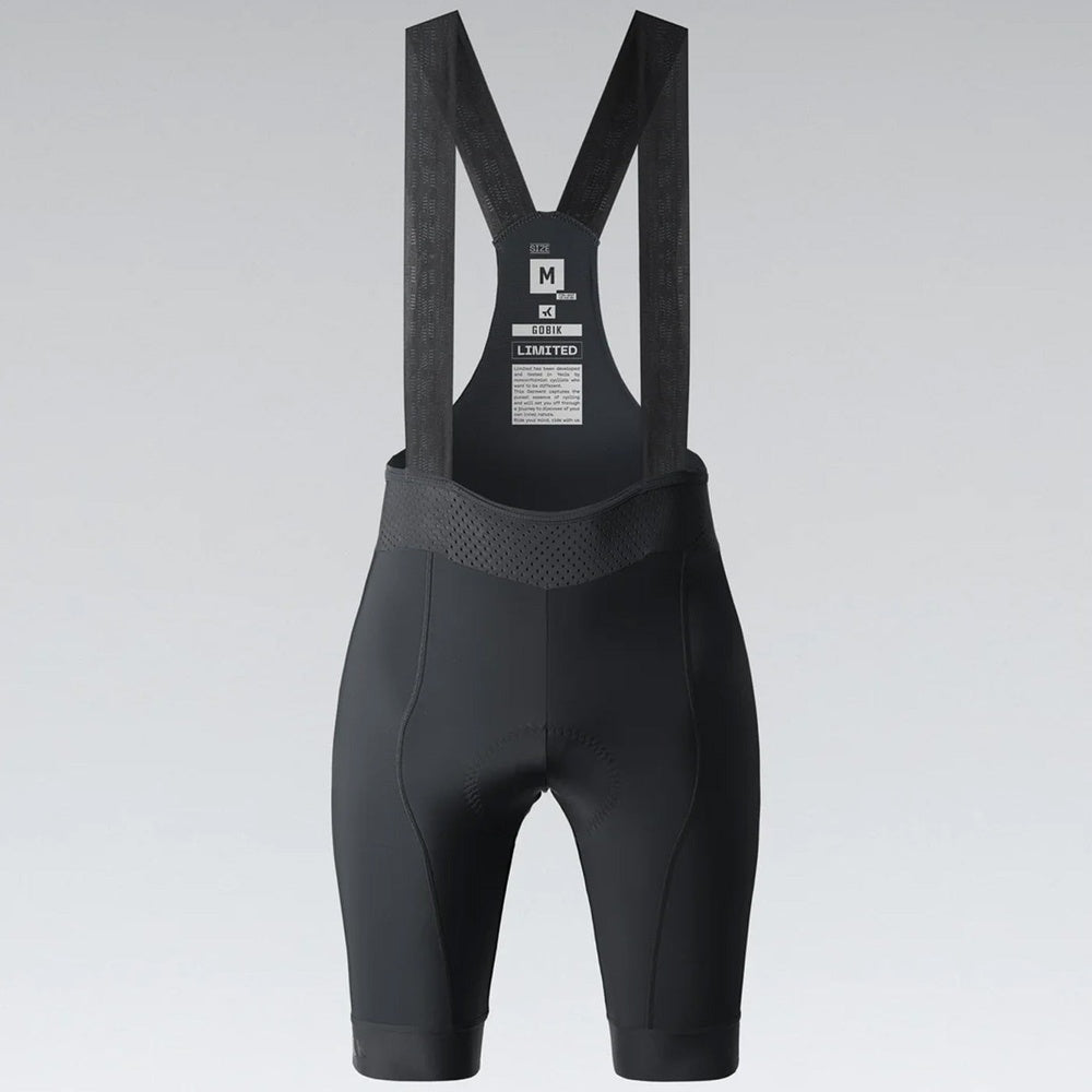 Gobik Limited 6.0 Women's Black Bib Short front view on neutral background