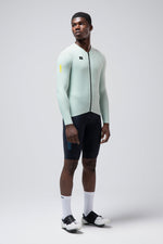 Gobik Avalon long sleeve cycling jersey in light mint green on male model