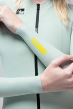 Gobik Avalon long sleeve cycling jersey in light green with yellow brand patch