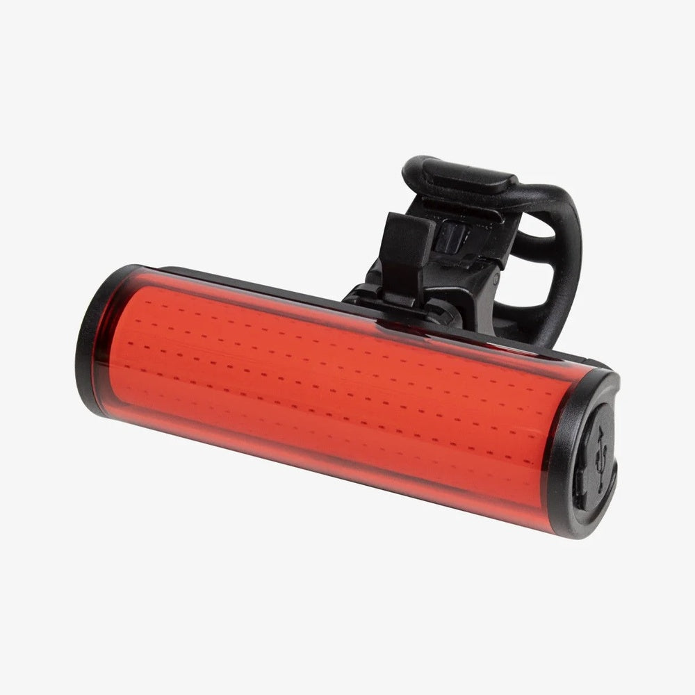 Red Eltin 100 lumen rear bike light with black mounting bracket