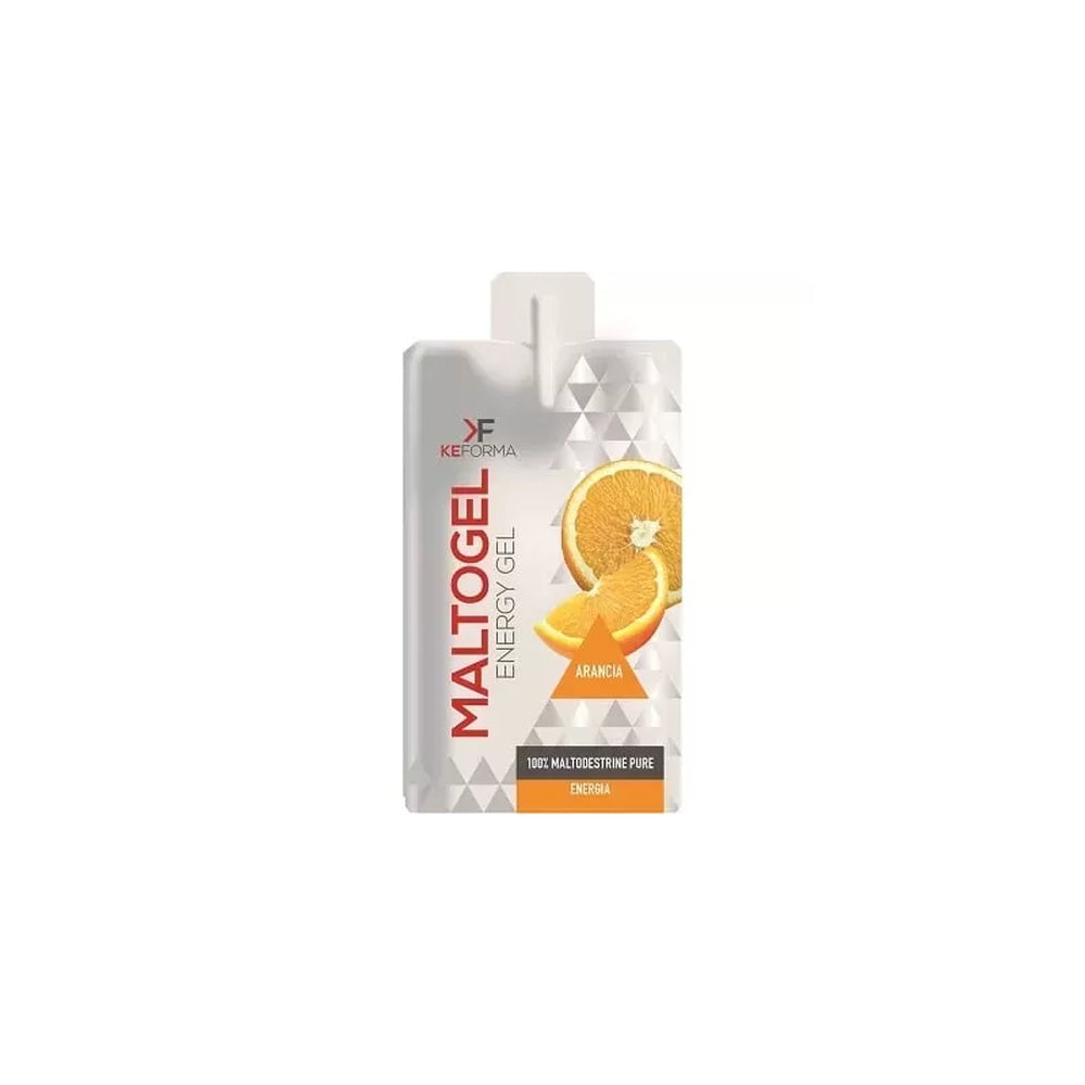 Keforma Maltogel Energy Gel orange flavor single sachet with orange fruit imagery
