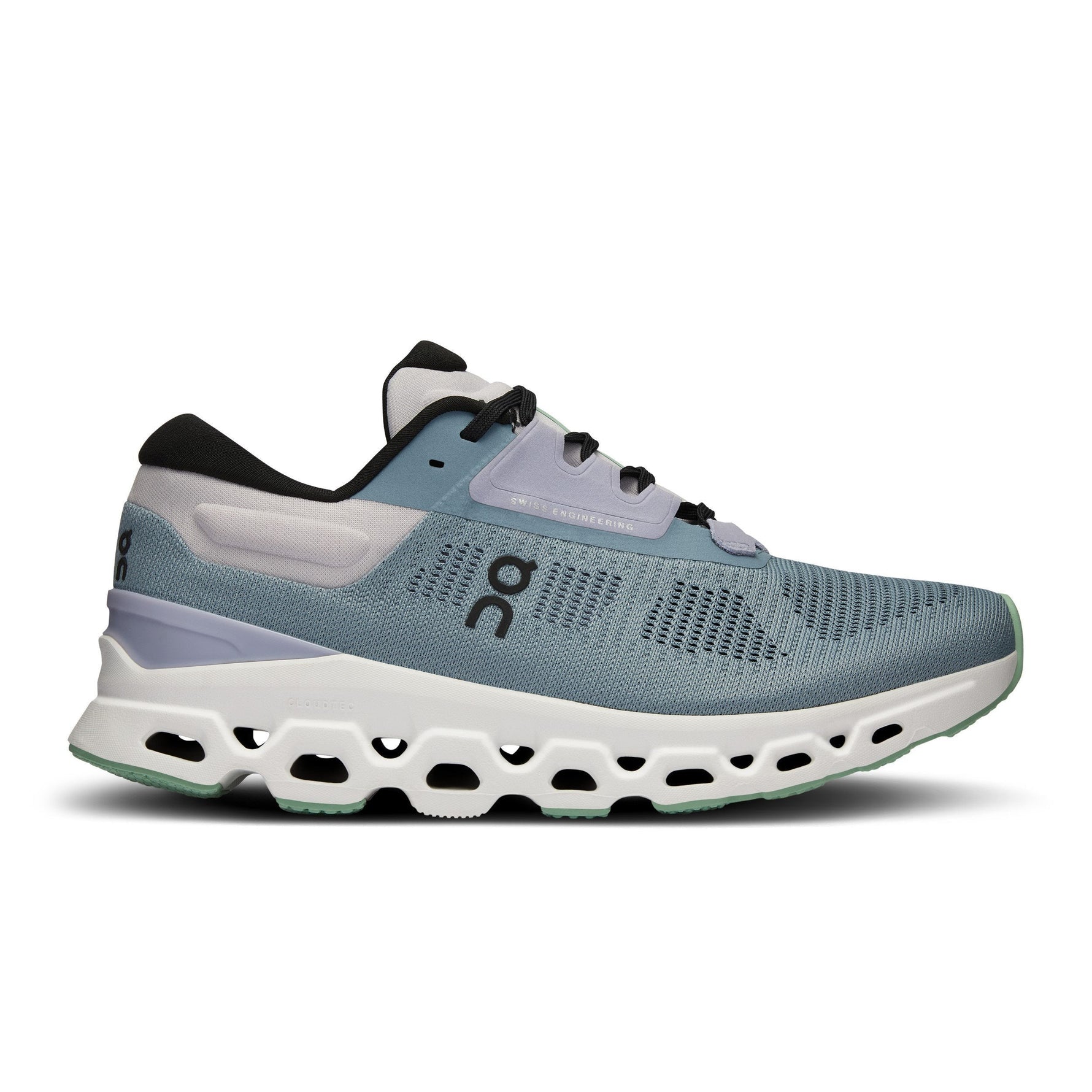 On Cloudstratus 3 women's running shoe in metal and wisteria colorway