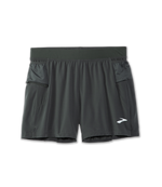 Brooks Sherpa 5-inch men's running shorts in dark charcoal gray with side pockets