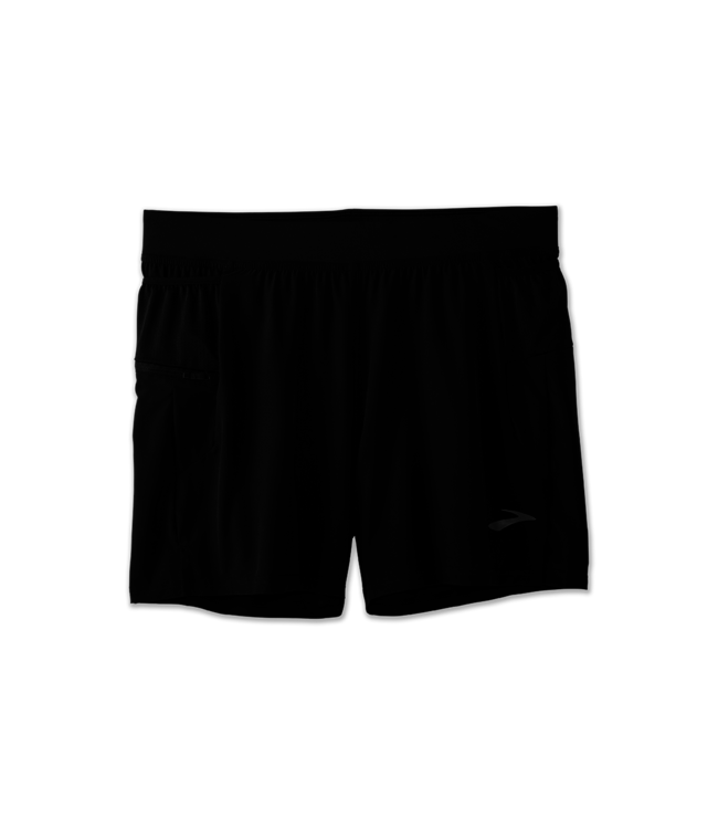 Brooks Sherpa 5-inch men's running shorts in solid black with elastic waistband