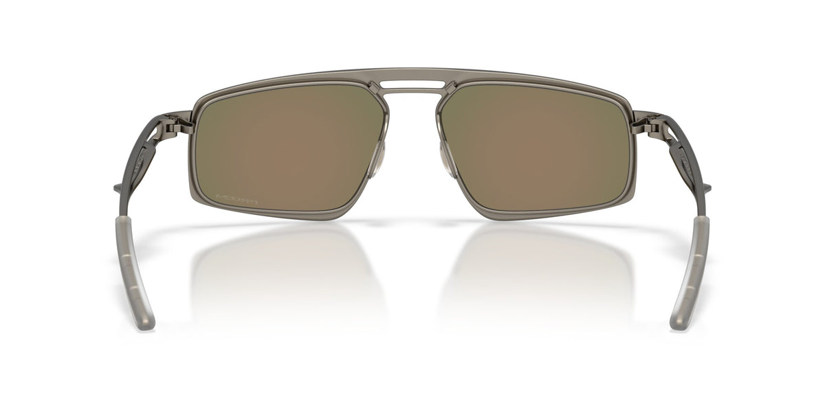 Oakley Bushwick matte gunmetal sunglasses rear view showing Prizm Ruby lens interior and bridge design