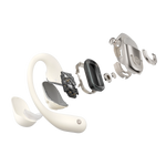 Exploded view of Shokz OpenFit earbuds showing internal components and assembly