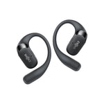 Shokz OpenFit 2 black wireless earbuds with ear hooks on white background