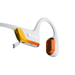 Shokz OpenRun Pro 2 bone conduction headphones in white with orange speaker pods