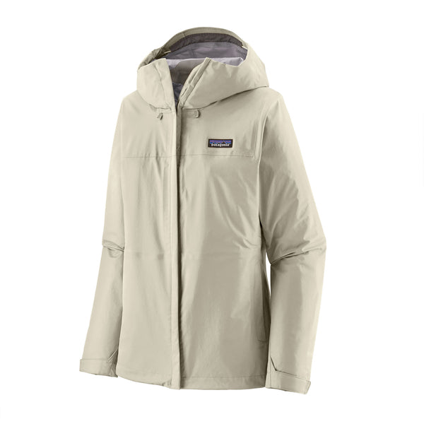 Patagonia Women's Torrentshell 3L Jacket in Birch White, standalone product flat shot