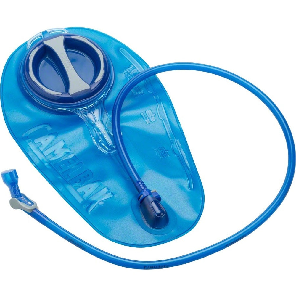 CamelBak Crux 2L blue translucent hydration reservoir with drinking tube and bite valve