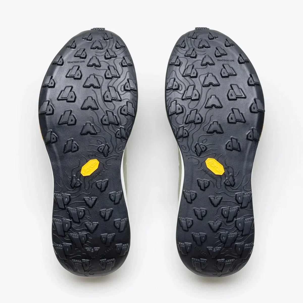Mount to Coast M1 Trail Running Shoes outsole view showing aggressive Vibram traction lug pattern