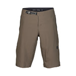 Fox Racing Defend mountain bike shorts in taupe brown with ventilation perforations and buckle closure