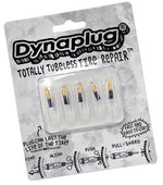 Dynaplug Tubeless Tire Repair 5-pack with gold-tipped pointed plugs in clear blister packaging