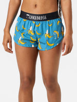 Chicknlegs Women's Blue Bananas 3" Compression Shorts - XS