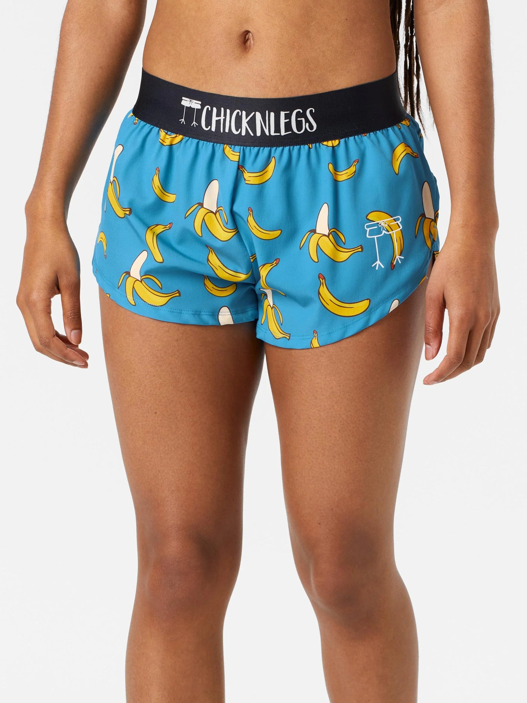 Chicknlegs Women's Blue Bananas 3" Compression Shorts - XS
