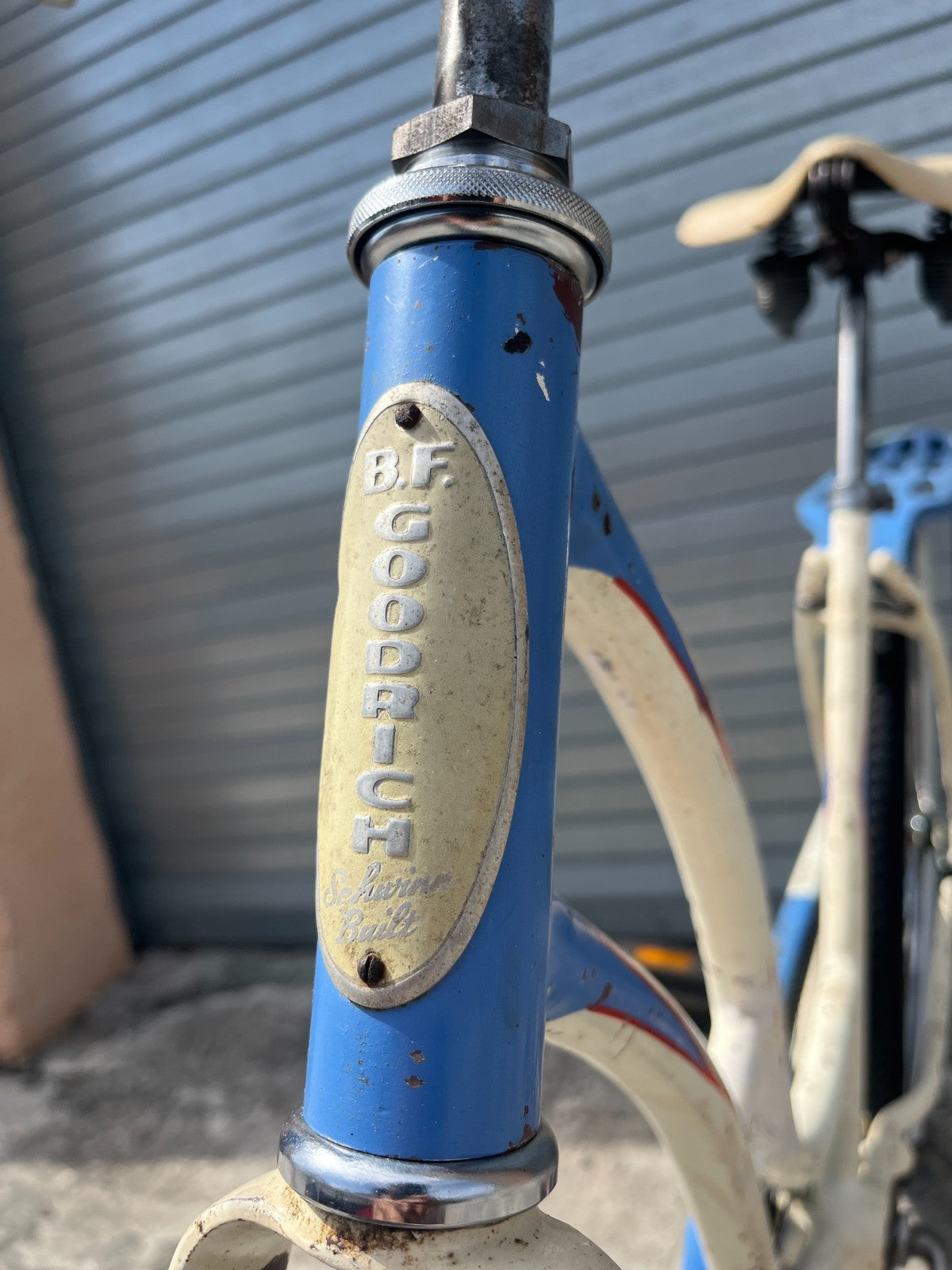 Rear rack showing surface rust and paint wear on B.F. Goodrich Fleet Star
