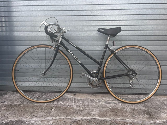 Raleigh 410 tubing sticker and factory decals on vintage Capri road bike
