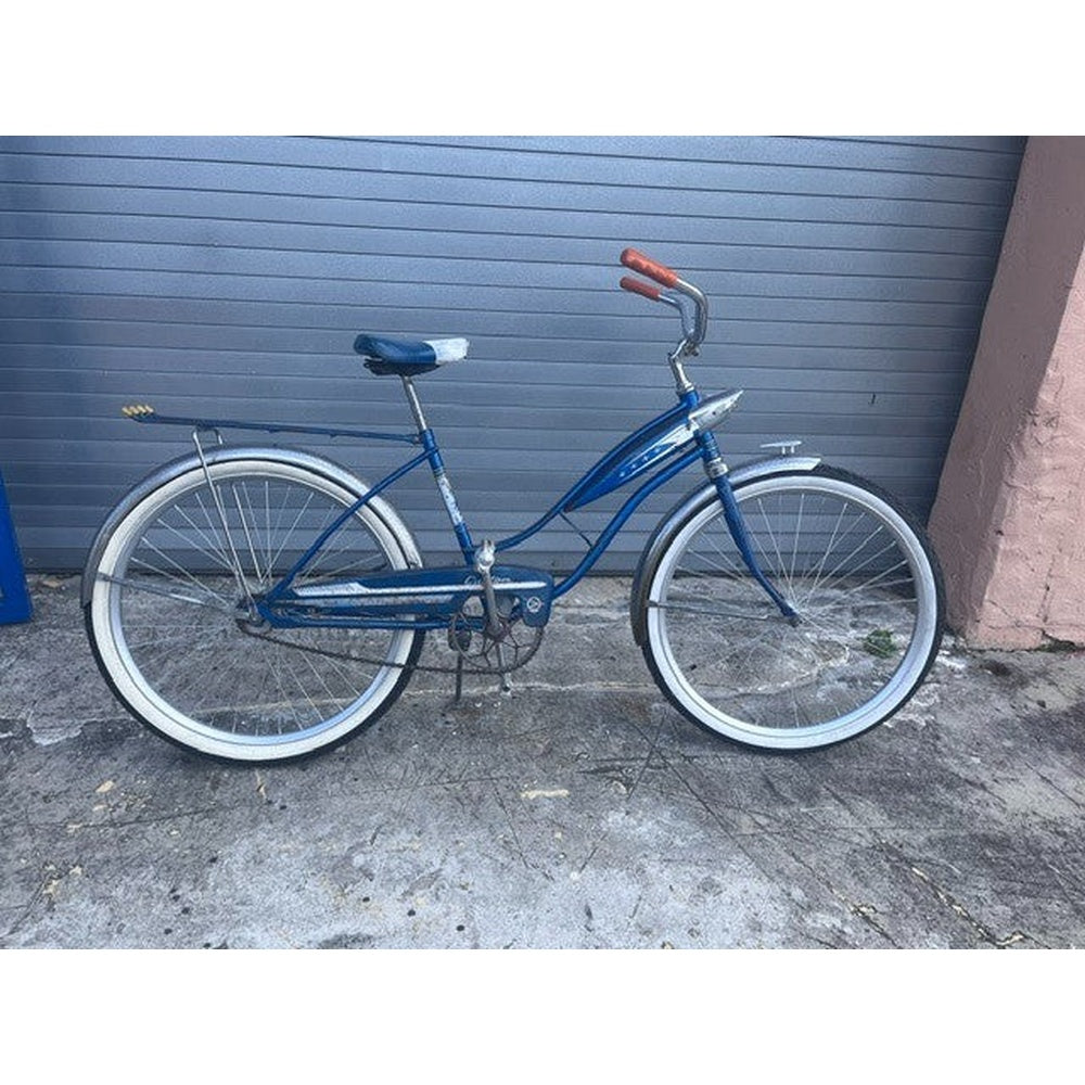 Vintage 1960s Ross middleweight cruiser bicycle in two-tone blue, full side view