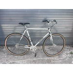 Vintage 1970s Peugeot UO-8 single speed bike in white, full side view