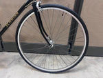 Front wheel, fork and gold SCHWINN down tube decal on the World Sport road bike