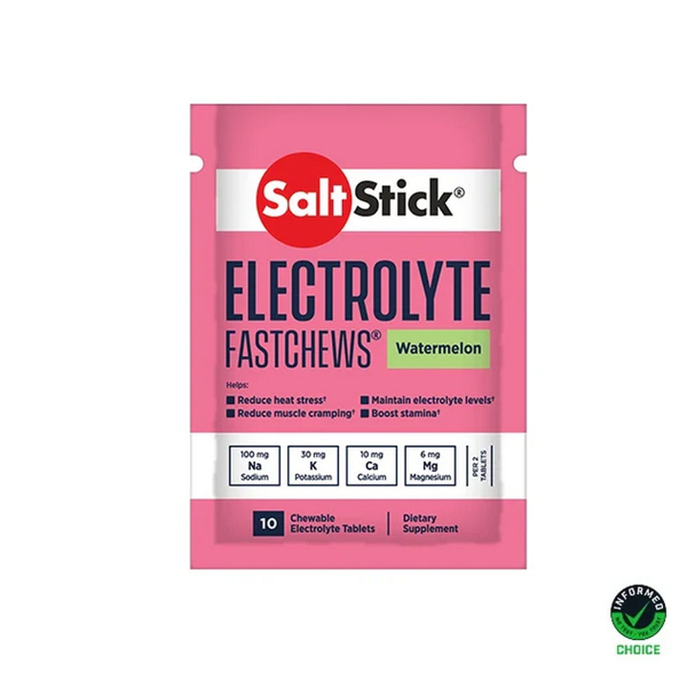 SaltStick Electrolyte FastChews Watermelon flavor single packet with 10 chewable tablets