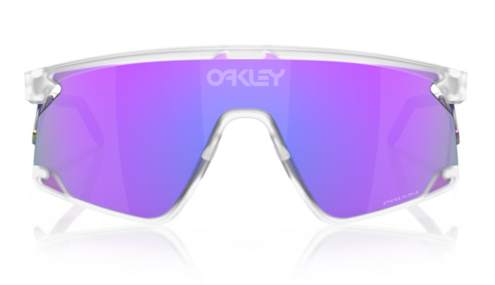 Oakley BXTR METAL sunglasses with clear frame and purple Prizm Violet lenses