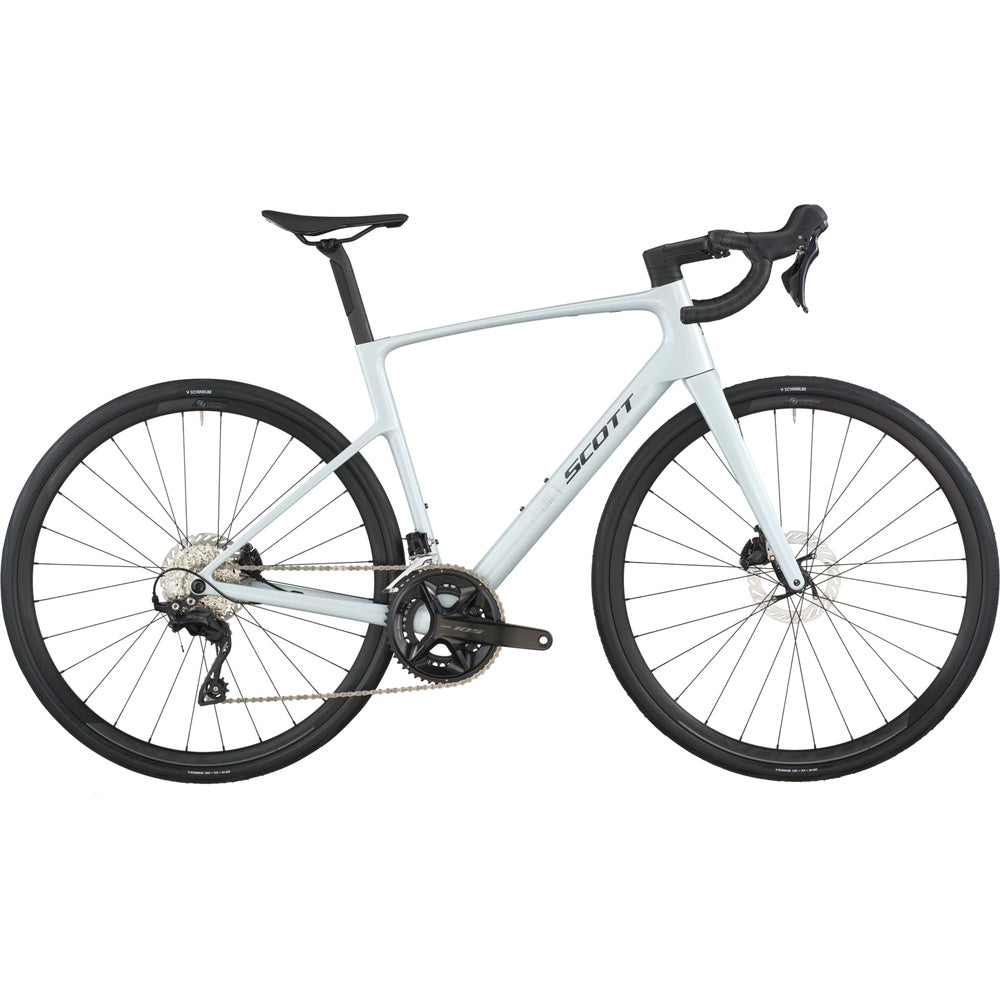 Scott Addict 50 road bike in Tungsten Grey with disc brakes and carbon frame
