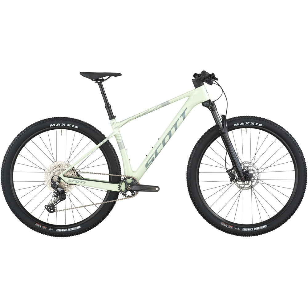 Scott Scale 920 hardtail mountain bike in mint white with Maxxis tires, medium frame