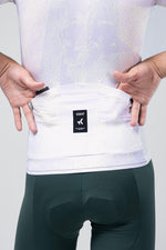 Gobik Attitude 2.0 short sleeve cycling jersey in Lag colorway with light purple base and yellow pattern details