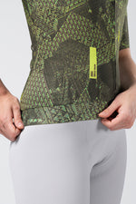 Gobik CX Pro 4.0 cycling jersey in grid pattern with neon green geometric design