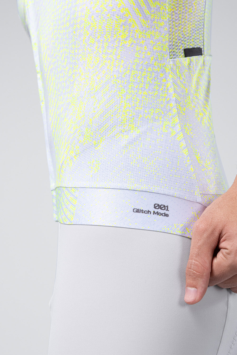 Gobik CX Pro 4.0 cycling jersey in Blast colorway with neon yellow glitch pattern detail