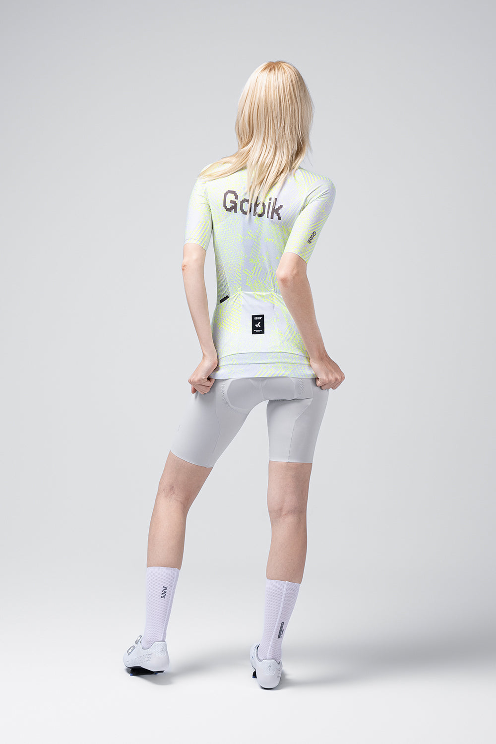 Gobik CX Pro 4.0 jersey in lime green Hack colorway, rear view