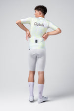 Gobik CX Pro Jersey in Amazonian colorway with white base and neon green pattern