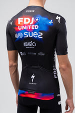 Gobik cycling jersey in FDJ UNITED SUEZ team colors with black, red and blue design