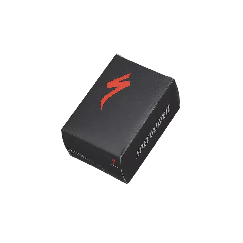 Specialized bicycle inner tube in black packaging with red logo