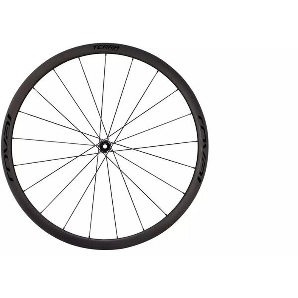 Specialized Roval Terra CLX front wheel in satin carbon and gloss black finish